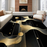 Dramatic Black and Gold Swirling Composition(Black)