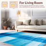 Ultra Soft Area Rug, Non Slip, Stain Resistant, Washable Area Rugs for Living Room, Bedroom, Radiant Toned Geometric Arrangement(Blue)