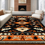 Ultra Soft Area Rug, Non Slip, Stain Resistant, Washable Area Rugs for Living Room, Bedroom, Elegant Distressed Linear Arrangement(Orange)