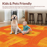 Ultra Soft Area Rug, Non Slip, Stain Resistant, Washable Area Rugs for Living Room, Bedroom, Vibrant Playful Fish Aesthetic(Orange)