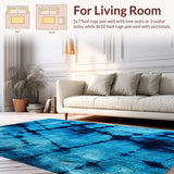 Ultra Soft Area Rug, Non Slip, Stain Resistant, Washable Area Rugs for Living Room, Bedroom, Fluffy Dark Blue Dorm Rug with Cozy Vegan Aesthetic(Blue)