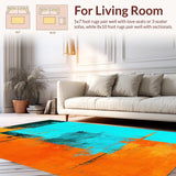 Ultra Soft Area Rug, Non Slip, Stain Resistant, Washable Area Rugs for Living Room, Bedroom, Dynamic Watercolor Splash Artistry(Orange)