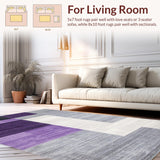 Ultra Soft Area Rug, Non Slip, Stain Resistant, Washable Area Rugs for Living Room, Bedroom, Vibrant Modern Geometric Fusion(Purple)