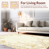 Ultra Soft Area Rug, Non Slip, Stain Resistant, Washable Area Rugs for Living Room, Bedroom, Ivory & Beige Round Stylized Floral Area(Beige)