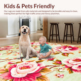 Ultra Soft Area Rug, Non Slip, Stain Resistant, Washable Area Rugs for Living Room, Bedroom, Serene Nature-Inspired Floral Theme(Green)