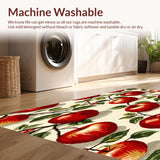 Sweet Apple Design Kitchen Non Slip Floor Mat Machine(Red)