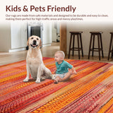 Ultra Soft Area Rug, Non Slip, Stain Resistant, Washable Area Rugs for Living Room, Bedroom, Eclectic Multicolor Ethnic Tapestry(Red)