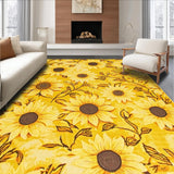 Ultra Soft Area Rug, Non Slip, Stain Resistant, Washable Area Rugs for Living Room, Bedroom, Nature-Inspired Playful Floral Motif(Yellow)