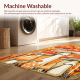 Ultra Soft Area Rug, Non Slip, Stain Resistant, Washable Area Rugs for Living Room, Bedroom, Artistic Abstract Fungi Style(Orange)