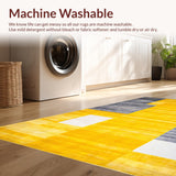 Ultra Soft Area Rug, Non Slip, Stain Resistant, Washable Area Rugs for Living Room, Bedroom, Lively Soft Colorblock Pattern(Yellow)
