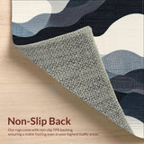 Ultra Soft Area Rug, Non Slip, Stain Resistant, Washable Area Rugs for Living Room, Bedroom, Abstract Grayscale Wave Pattern Runner Rug with Flowing Striped Motif(Gray)