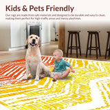 Ultra Soft Area Rug, Non Slip, Stain Resistant, Washable Area Rugs for Living Room, Bedroom, Eclectic Fluid Shape Decor Accent(Yellow)
