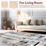 Ultra Soft Area Rug, Non Slip, Stain Resistant, Washable Area Rugs for Living Room, Bedroom, Chic Monochrome Patterned Entryway Rug(Gray)