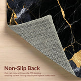 Ultra Soft Area Rug, Non Slip, Stain Resistant, Washable Area Rugs for Living Room, Bedroom, Marble Pattern Bedroom Area Rug Non-Shedding(Black)
