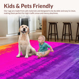 Ultra Soft Area Rug, Non Slip, Stain Resistant, Washable Area Rugs for Living Room, Bedroom, Vibrant Tie-Dye Playful Aesthetic(Pink)