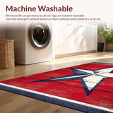 Ultra Soft Area Rug, Non Slip, Stain Resistant, Washable Area Rugs for Living Room, Bedroom, Rustic Vintage Star Emblem(Red)