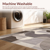 Ultra Soft Area Rug, Non Slip, Stain Resistant, Washable Area Rugs for Living Room, Bedroom, Chic Modern Earthy Tones Composition(Gray)