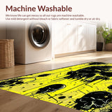 Ultra Soft Area Rug, Non Slip, Stain Resistant, Washable Area Rugs for Living Room, Bedroom, Bold Contrast Cartoon Skull Aesthetic(Yellow)