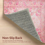 Ultra Soft Area Rug, Non Slip, Stain Resistant, Washable Area Rugs for Living Room, Bedroom, Romantic Vintage Rose Aesthetic(Pink)
