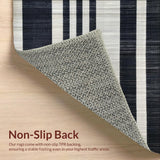 Ultra Soft Area Rug, Non Slip, Stain Resistant, Washable Area Rugs for Living Room, Bedroom, Sleek Striped Runner with Alternating Narrow and Wide Black White Bands(Black)