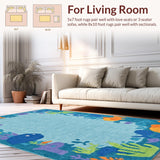 Ultra Soft Area Rug, Non Slip, Stain Resistant, Washable Area Rugs for Living Room, Bedroom, Whimsical ABC Rug:  Educational Play Mat for Toddlers(Blue)