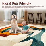 Ultra Soft Area Rug, Non Slip, Stain Resistant, Washable Area Rugs for Living Room, Bedroom, Elegant Contemporary Rainbow Design(Orange)