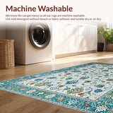Ultra Soft Area Rug, Non Slip, Stain Resistant, Washable Area Rugs for Living Room, Bedroom, Modern Eclectic Botanical Harmony(Blue)