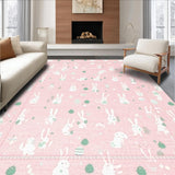 Ultra Soft Area Rug, Non Slip, Stain Resistant, Washable Area Rugs for Living Room, Bedroom, Playful Pink and Yellow Patterns(Pink)