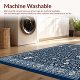 Ultra Soft Area Rug, Non Slip, Stain Resistant, Washable Area Rugs for Living Room, Bedroom, Geometric Botanical Boho for(Blue)