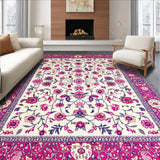 Ultra Soft Area Rug, Non Slip, Stain Resistant, Washable Area Rugs for Living Room, Bedroom, Vibrant Multicolor Rustic Motif(White)