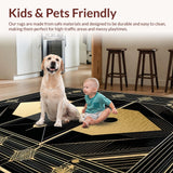 Ultra Soft Area Rug, Non Slip, Stain Resistant, Washable Area Rugs for Living Room, Bedroom, Striking Black and Gold Elegance(Gold)
