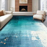 Ultra Soft Area Rug, Non Slip, Stain Resistant, Washable Area Rugs for Living Room, Bedroom, Abyss Gradient Rug, Seafoam Accent, Modern Distressed Print(Blue)