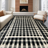 Ultra Soft Area Rug, Non Slip, Stain Resistant, Washable Area Rugs for Living Room, Bedroom, Vintage Inspired Checkerboard Aesthetic(Black)