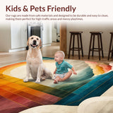 Ultra Soft Area Rug, Non Slip, Stain Resistant, Washable Area Rugs for Living Room, Bedroom, Colorful Geometric Abstract Motif(Orange)