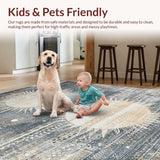 Ultra Soft Area Rug, Non Slip, Stain Resistant, Washable Area Rugs for Living Room, Bedroom, Rustic Mystic Tidal Patterns(Blue)