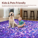 Ultra Soft Area Rug, Non Slip, Stain Resistant, Washable Area Rugs for Living Room, Bedroom, Sophisticated Vintage Diamond Texture(Purple)