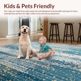 Ultra Soft Area Rug, Non Slip, Stain Resistant, Washable Area Rugs for Living Room, Bedroom, Elegant Micro Loop Area with Speckled Blue and Beige(Blue)