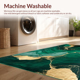 Ultra Soft Area Rug, Non Slip, Stain Resistant, Washable Area Rugs for Living Room, Bedroom, Emerald Green Abstract Elegance(Green)