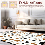 Ultra Soft Area Rug, Non Slip, Stain Resistant, Washable Area Rugs for Living Room, Bedroom, Cozy Earthy Toned Print(White)