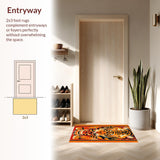 Ultra Soft Area Rug, Non Slip, Stain Resistant, Washable Area Rugs for Living Room, Bedroom, Exotic Orange Tibetan Tiger Meditation Rug(Orange)
