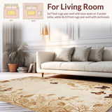 Ultra Soft Area Rug, Non Slip, Stain Resistant, Washable Area Rugs for Living Room, Bedroom, Contemporary Abstract Insect Art(Beige)