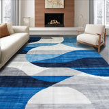 Ultra Soft Area Rug, Non Slip, Stain Resistant, Washable Area Rugs for Living Room, Bedroom, Geometric Blue Tones with Elegant Flair(Blue)