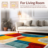Ultra Soft Area Rug, Non Slip, Stain Resistant, Washable Area Rugs for Living Room, Bedroom, Vibrant Multicolor Poolside Non-Slip Porch Mat(Red)