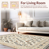 Ultra Soft Area Rug, Non Slip, Stain Resistant, Washable Area Rugs for Living Room, Bedroom, Beige Boho with Diamond(Beige)