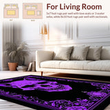 Ultra Soft Area Rug, Non Slip, Stain Resistant, Washable Area Rugs for Living Room, Bedroom, Witch Board Black Elegance(Purple)