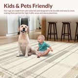 Ultra Soft Area Rug, Non Slip, Stain Resistant, Washable Area Rugs for Living Room, Bedroom, Rustic High-Low Floral Arrangement(Beige)