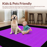 Ultra Soft Area Rug, Non Slip, Stain Resistant, Washable Area Rugs for Living Room, Bedroom, Vibrant Black Abstract Pattern(Purple)