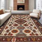 Ultra Soft Area Rug, Non Slip, Stain Resistant, Washable Area Rugs for Living Room, Bedroom, Chic Colorful Textured Motif(Red)