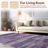 Ultra Soft Area Rug, Non Slip, Stain Resistant, Washable Area Rugs for Living Room, Bedroom, Chic Transitional Geometric Fusion(Purple)