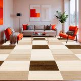 Ultra Soft Area Rug, Non Slip, Stain Resistant, Washable Area Rugs for Living Room, Bedroom, Geometric Beige Brown Accents Modern Area(Beige)